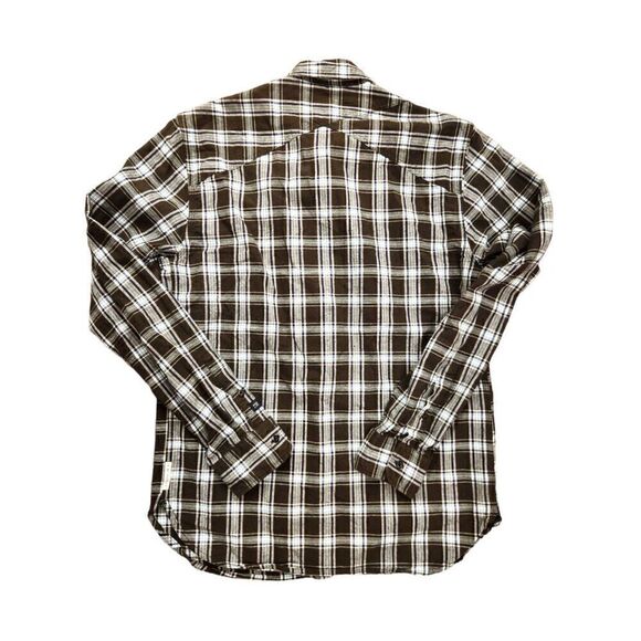 Scotch & Soda mens Med Plaid button up shirt. Regular fit green/brown longslv - Picture 6 of 11